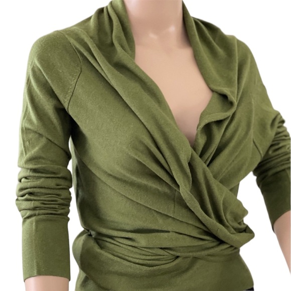 BCBGMaxAzria  SILK 88% with 12% Wool, Draped Cardigan   Size XS/S,runs big - Picture 6 of 9